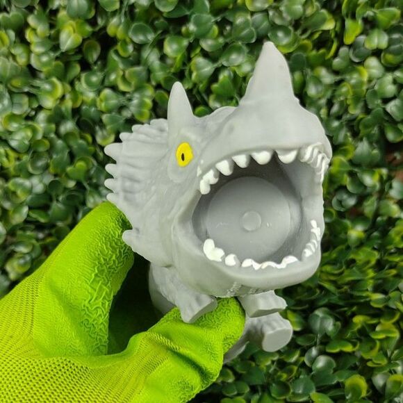 Triceratops Dinosaur Squishy Toy Figure Squeezable Dino Squish Squeeze Sand Gray - Picture 8 of 15